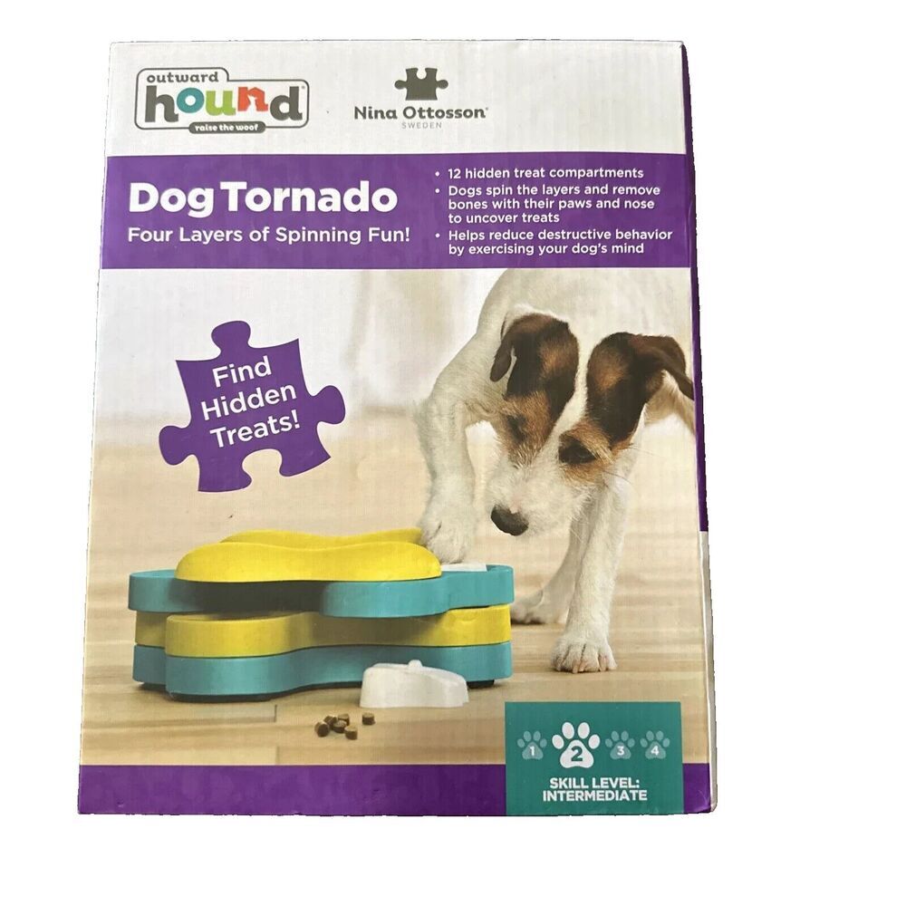 Dog Tornado Spinning Treat Toy Outward Hound Skill Level 2 Hide Puzzle Lock Bone